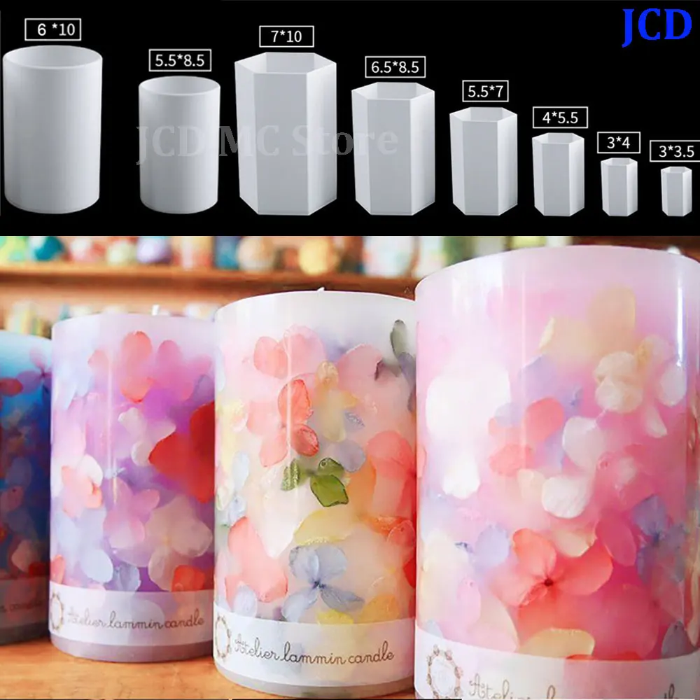 1Pc DIY Clay Crafts Cylinder Candle Molds Candle Making Moulds Pillar Casting Silicone Molds Resin Casting Soap Flower Specimen