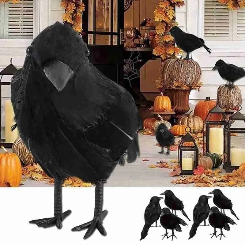 Simulation Black Raven Bird Crow Natural Prop Scary Pest Repellent Control Pigeon Repellent Raven Party Supplies Decoration