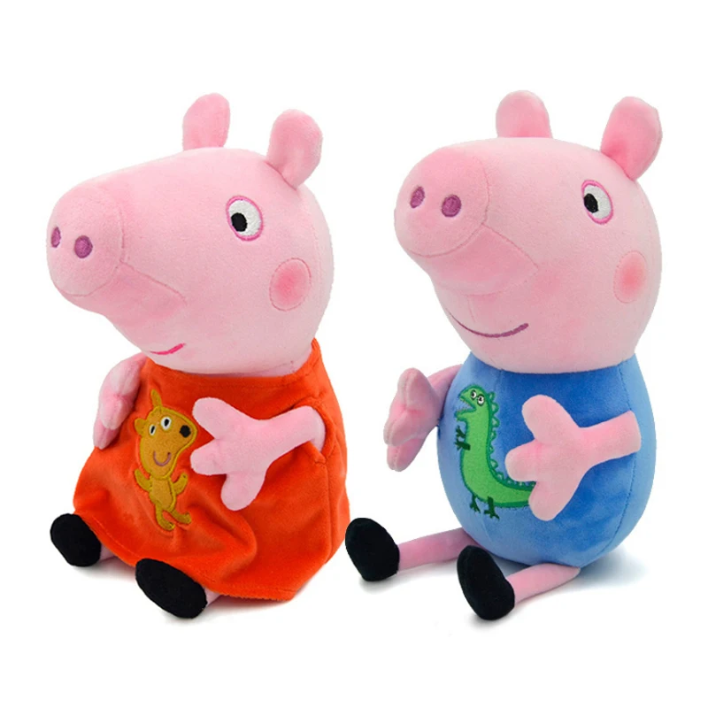 19cm Peppa Pig George Dad Mom Children\'s Cartoon Stuffed Doll Gift Toy Pig Home Children\'s Room Decoration Holiday Birthday Gift