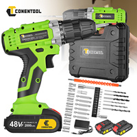 CONENTOOL Electric Screwdriver Kit 48Vf 2 Battery 36Pcs, Stepless Speed Regulation, Cordless Drill Combi Driver, LED Work Light