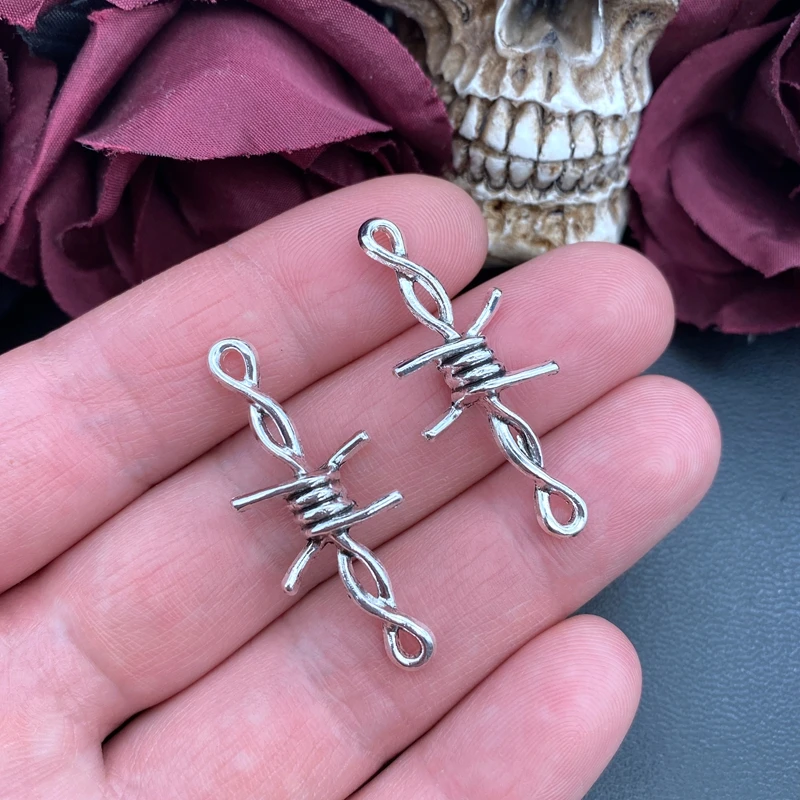 10pcs 40*17mm Gothic Punk Style Barbed Wire Small Thorns Accessories DIY Handmade Necklace Earrings Bracelet Accessories ﻿