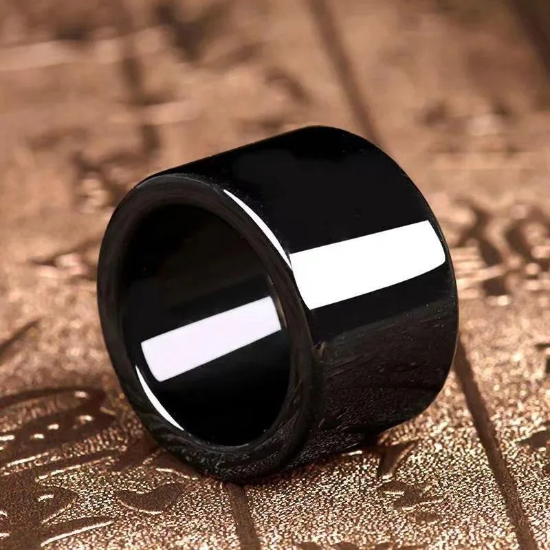 

Natural Black Agate Class Finger, Classic Temperament Men's and Women's Jewelry