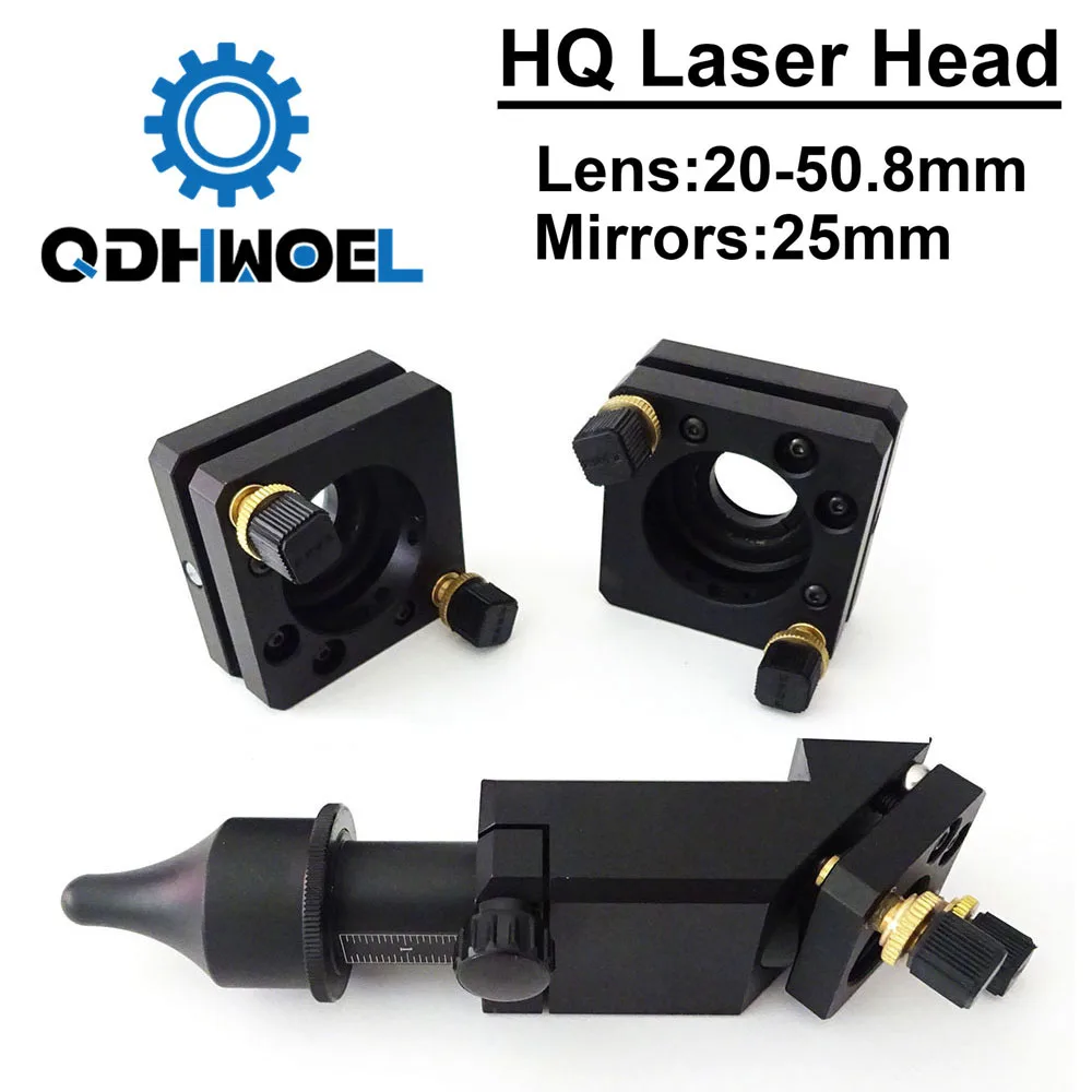 

QDHWOEL High Quality CO2 Laser Head for Lens Dia.20 FL.50.8mm Mirror 25mm Laser Engraving and Cutting Machine