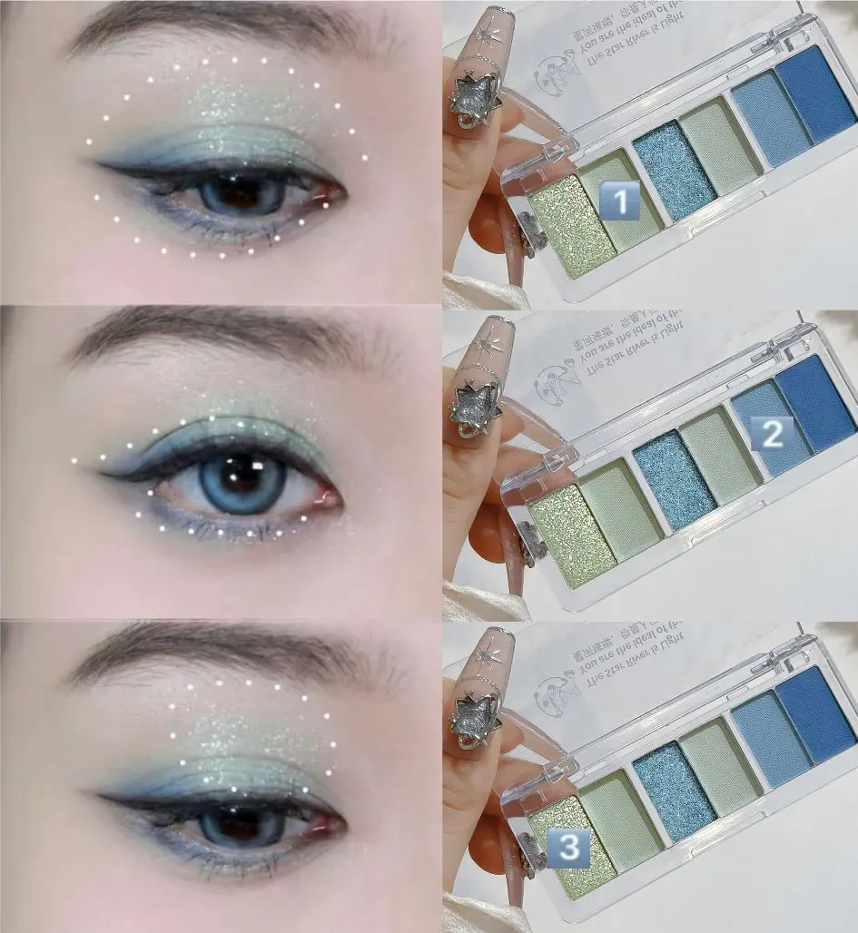 Sombra de olho de fada de 6 cores, placa de sombra de olho flash de metal fosco azul, roxo, café placa de sombra de olho à prova d'água