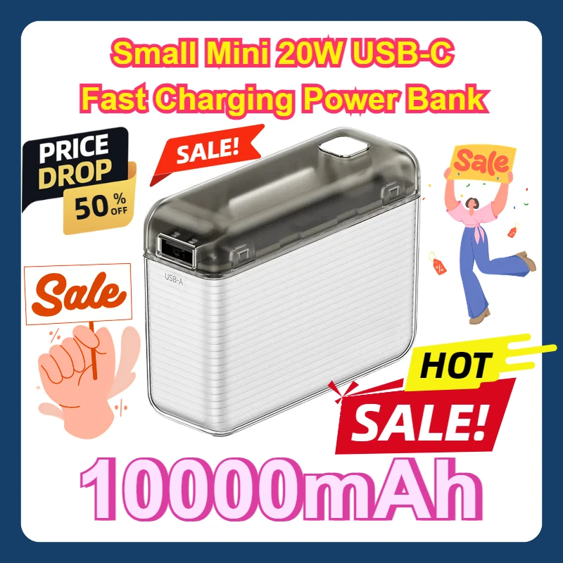 

For IPhone 15 Samsung Power Bank 10000mAh Smallest Mini 20W USB-C Fast Charging Power Bank Dual Interface Output Charging