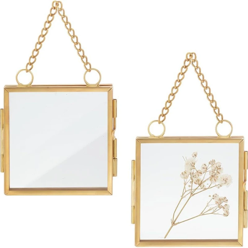 Simple metal photo frame, high-transparency glass picture frame, plant specimen and dried flower storage frame.