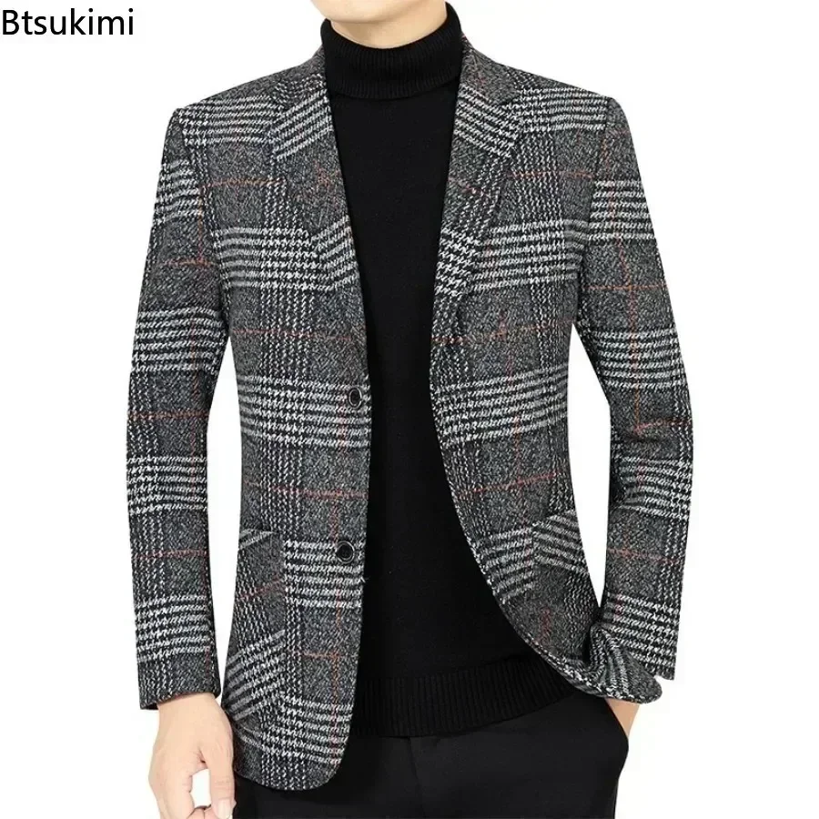 2025 Men's Fashion Blazer Jacket Suit England Style Plaid Business Causal Suits Men Clothing Conjuntos De Blazer Jacket Coat 4XL