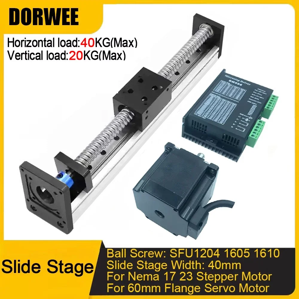 

XYZ Axis Linear Guide Rail Slide Stage linear Stage 42mm Width Ball Screw SFU1605 1610 For Nema 23 Stepper Motor Max load 40KG