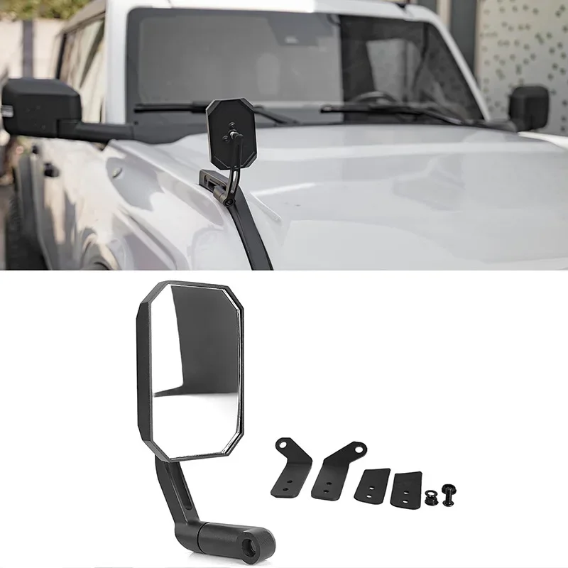 Wide-angle auxiliary mirror for Ford Bronco sand mirror modification