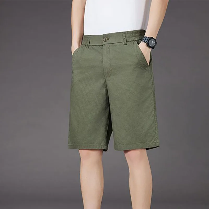 

Модные повседневные деловые шорты с карманами на молнии и пуговицах, мужская одежда, новинка лета 2025 года, свободные прямые шорты с высокой талией