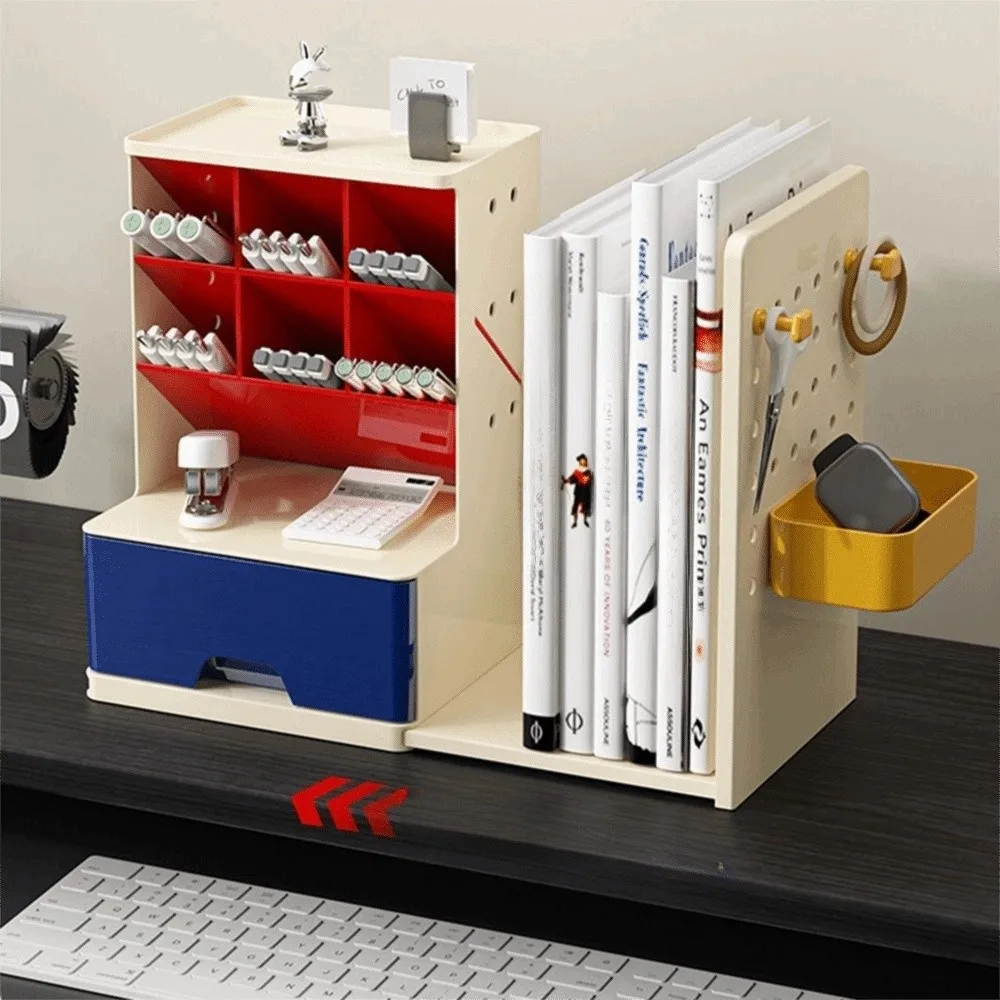 Oblique Design Desktop Pen Holder Multi Grid Large-Capacity Stationery Storage Box Multi-Functional Perforated Board