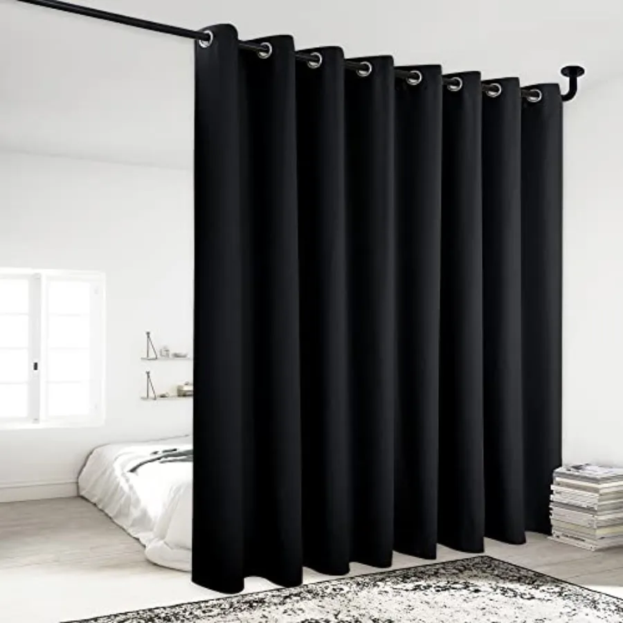 

Light Reducing Grommet Curtain - W120 x L84 1 Piece Tripe Woven Textured Soft Curtain Panel for Living Room Large Window Drape