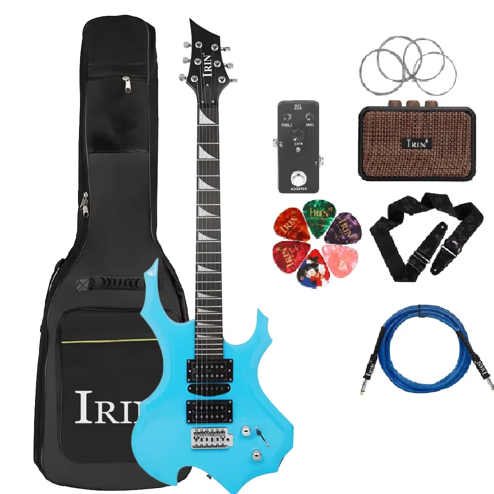 IRIN 6 String Light Blue Electric Guitar Campus Student Rock Band Trendy Play Electric Guitar Equipped Necessary with Parts