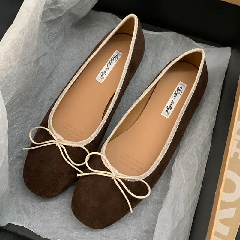 

Fashion Women Flats Shoes Round Toe Casual Loafers Slip-on Moccasins Flats Bow Knot Lady Shoes Sweet Ballerina Candy Color Mujer