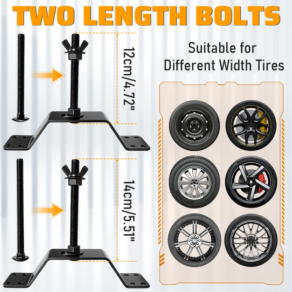 Trailer Truck Van Spare Tire Storage Holder Hook Wall Garage Warehouse Mounting Bracket Heavy Duty Steel Black Powder Coating