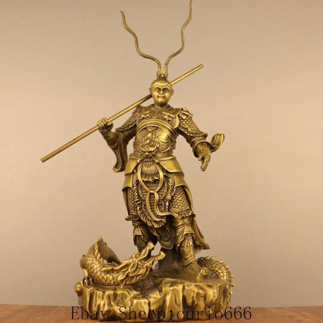 15'' Purple Bronze Gold Famous Book Dragon Sun Wukong Monkey King Statue