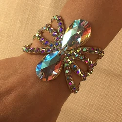 Stonefans Rhinestone Drop Bangle Bracelet for Women Ballroom 2023 Statement Adjustable Indian Belly Dance Bracelet Jewelry