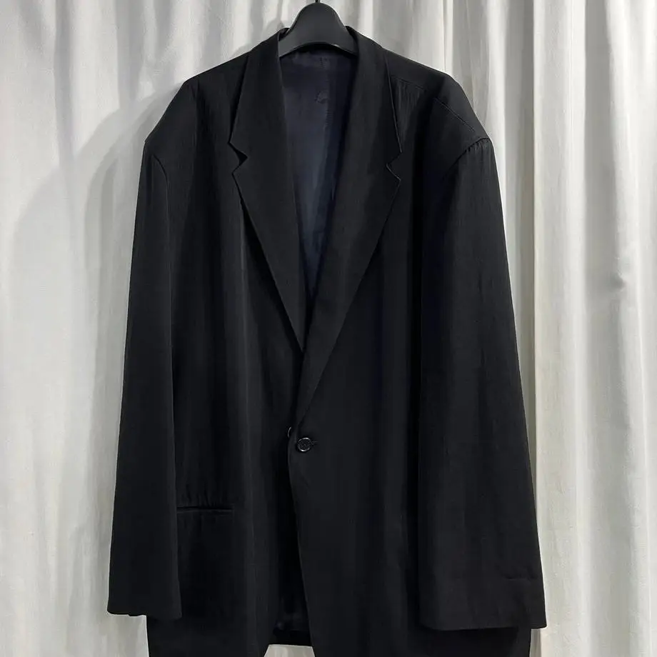 TOP-YAMAMOTO ® Black silhouette tailored suit - Men's and Women's version - Loose large size - Minimalist style outerwear