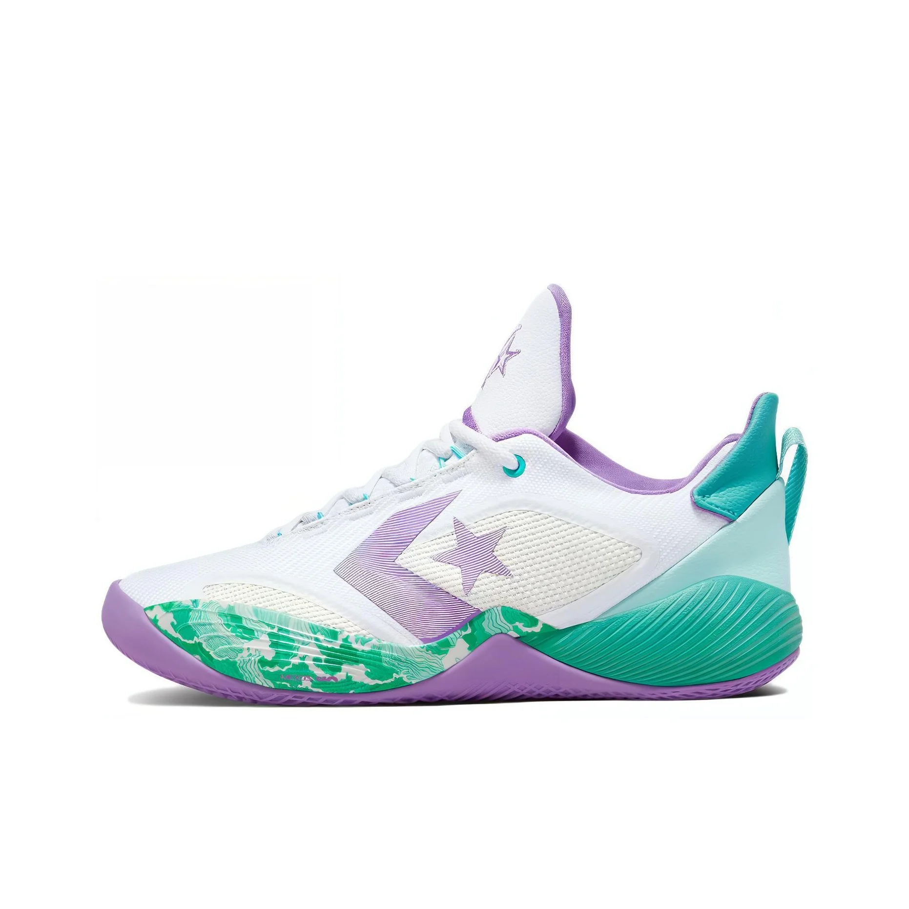 Converse All Star BB Shift Basketball Shoes Unisex Low Top White/Green/Purple 172890C