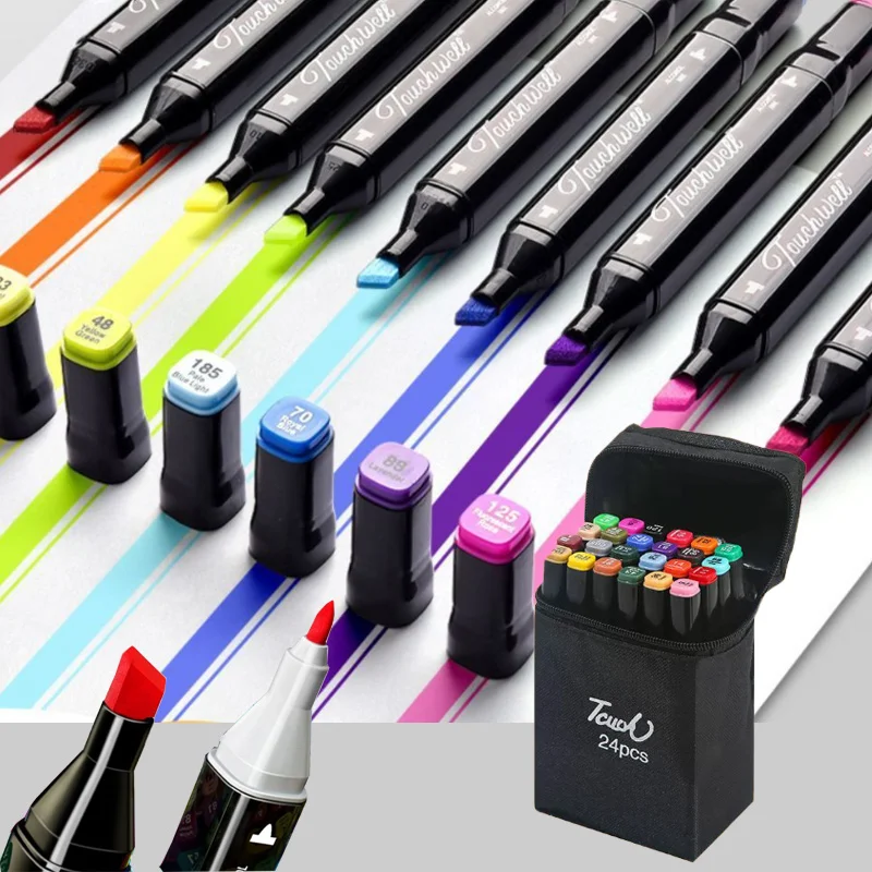 24/36/48/60/80/120color Double-head Oily Marker Set Can Stacked Color Quick-drying for Children's Painting Graffiti Design