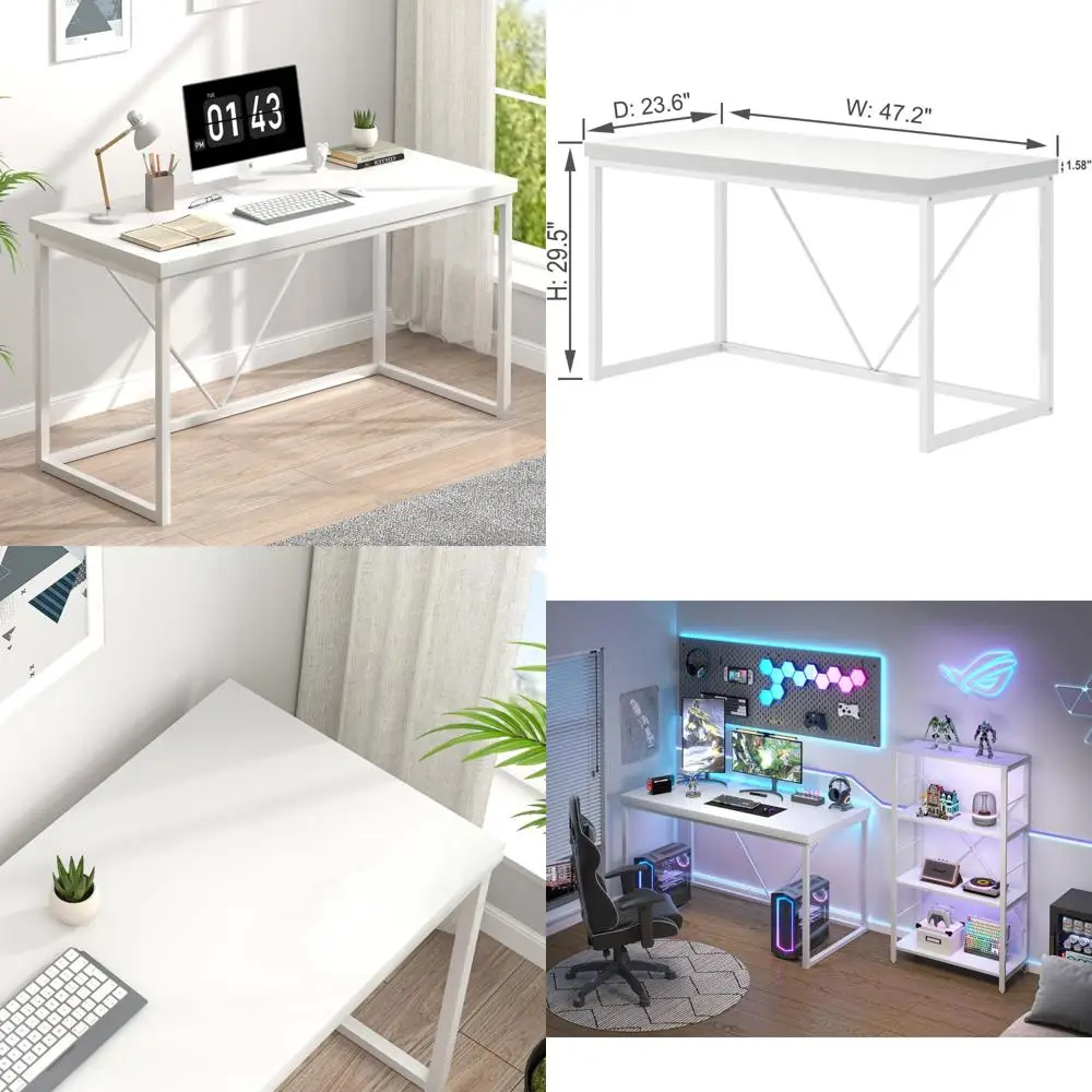 

Contemporary Small Wood Desk for Home Office, Study Writing Table, Suitable for Bedroom and Living Room, 47 inches