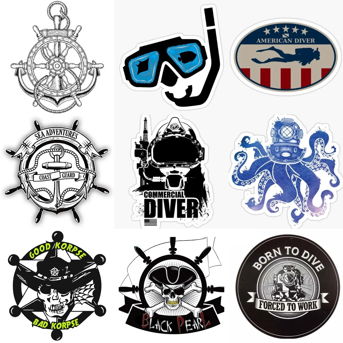 Scuba Diver Octopus Rudder Waterproof Sticker for Decorate Window Car Camper Bumper Wall Table Motorcycle Room Decal Accessories