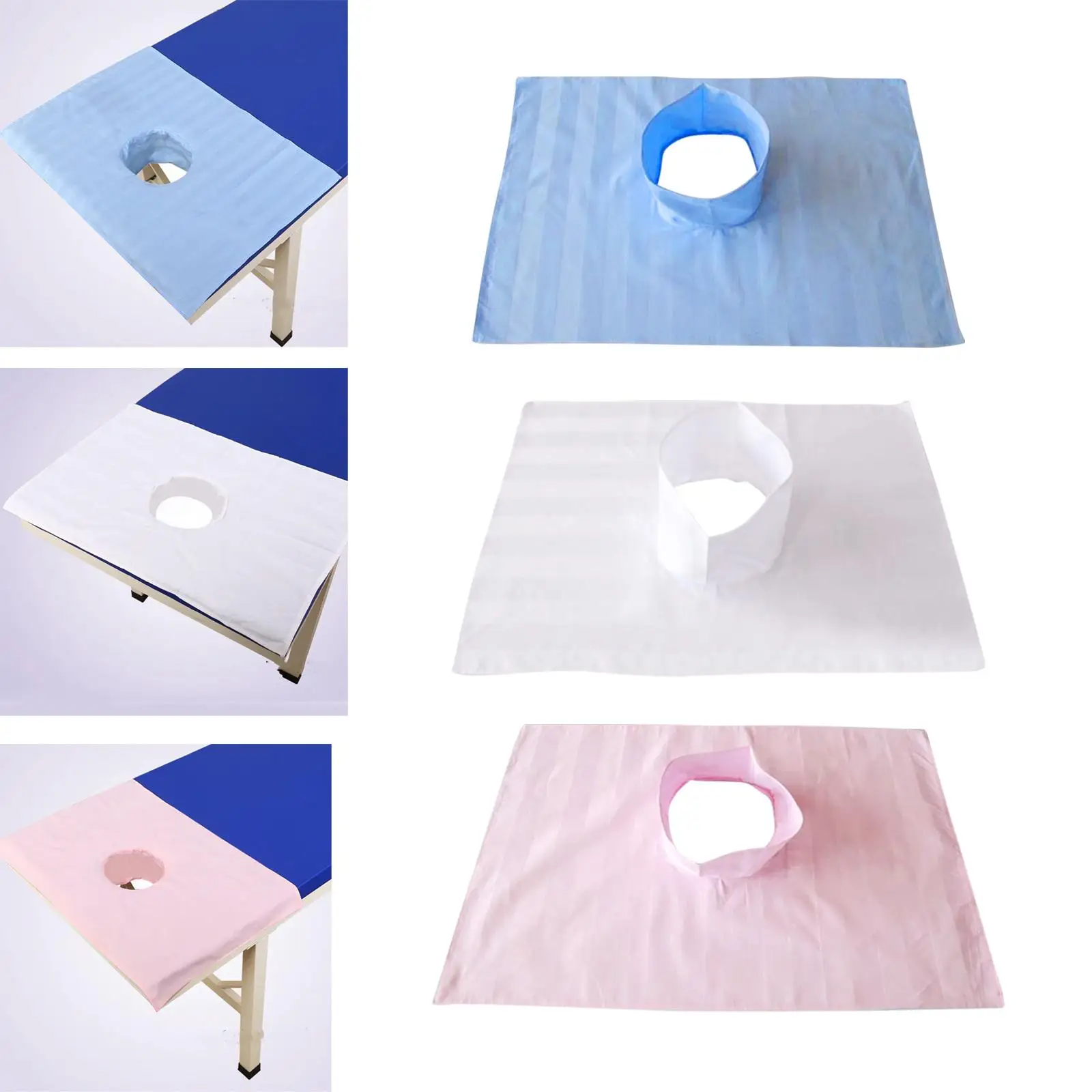 Beauty Salon Spa Massage Bed Cover Sheet Pure Cotton Satin Face Hole Washable Towel Breathable Protector