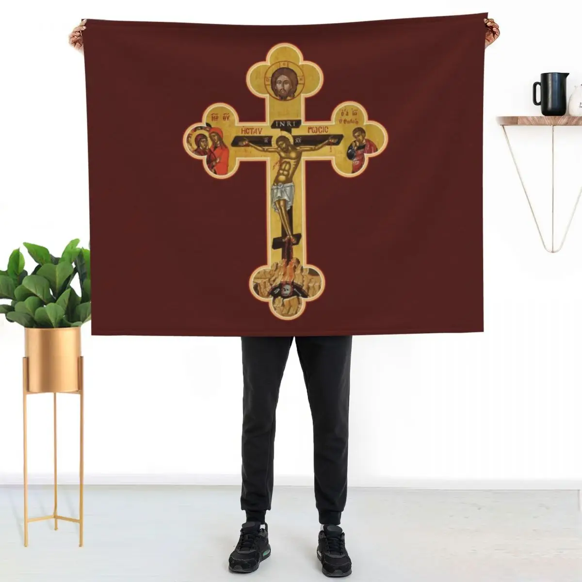 Orthodox Cross Icon Throw Blanket Blankets For Baby Sofas Loose Bed Summer Beddings valentine gift ideas Blankets