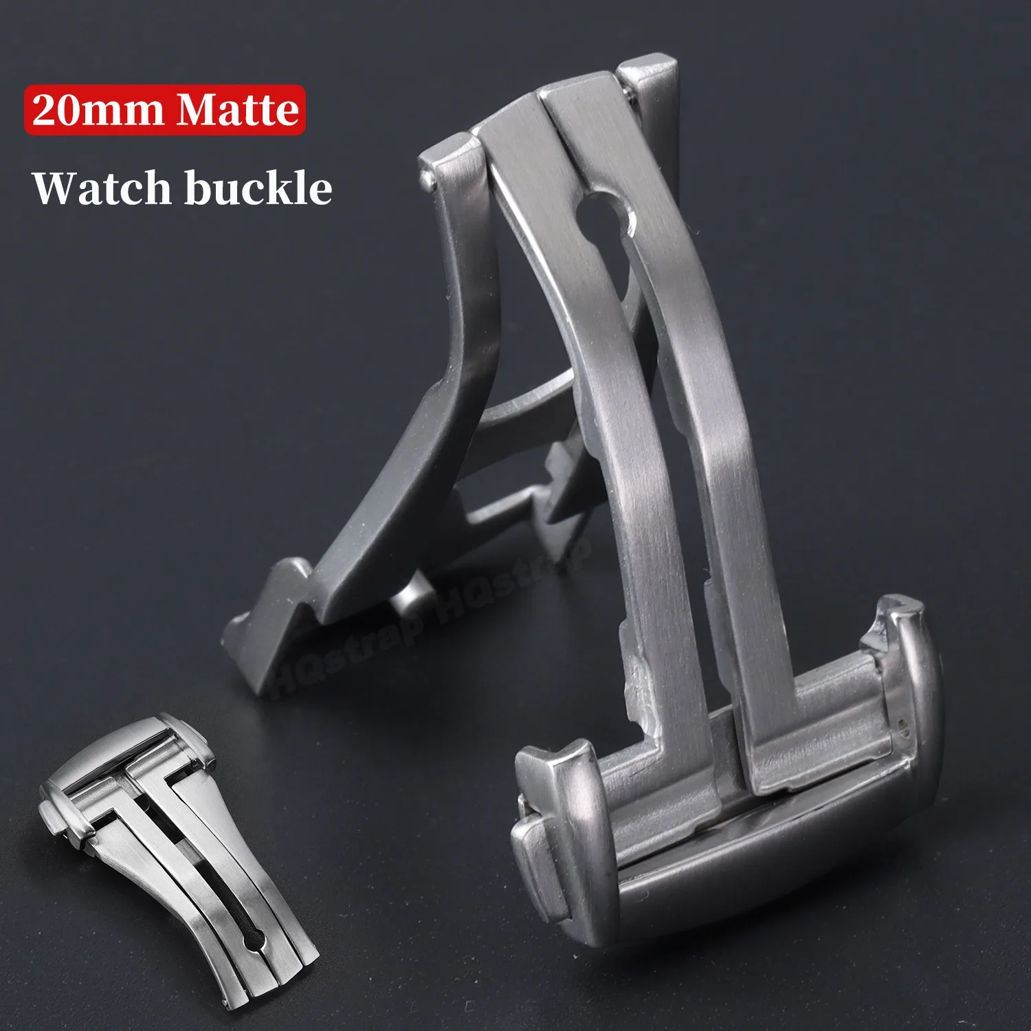 20mm Stainless Steel Watch Buckle for Omega Leather Silicone Strap Clasp Double Press Folding Button Deployment Silver Matte