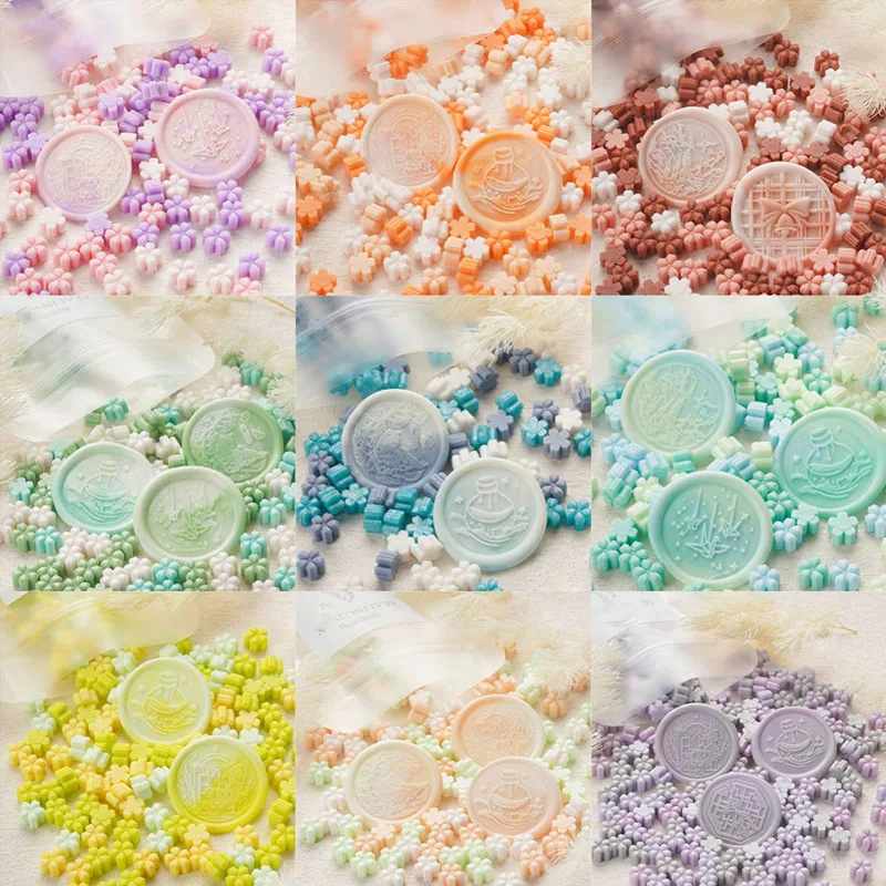 130Pcs/Bag Mixed Color Sakura Wax Seal Stamp Beads DIY Gift Envelope Wedding Invitation Ancient Seal Wax Stamp Making Tools