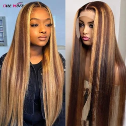 30 32 Inch Highlight Straight Lace Front Wigs Human Hair 13x6 Brown Colored Lace Front Human Hair Wigs 4x4 Lace Closure Wig