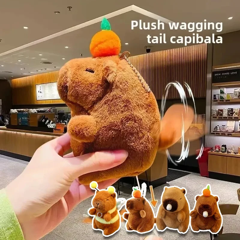 

Tail Wagging Capybara Keychain Plush Toy with Bubble Popping Cute Stuffed Animal Key Ring for Bag Backpack Purse