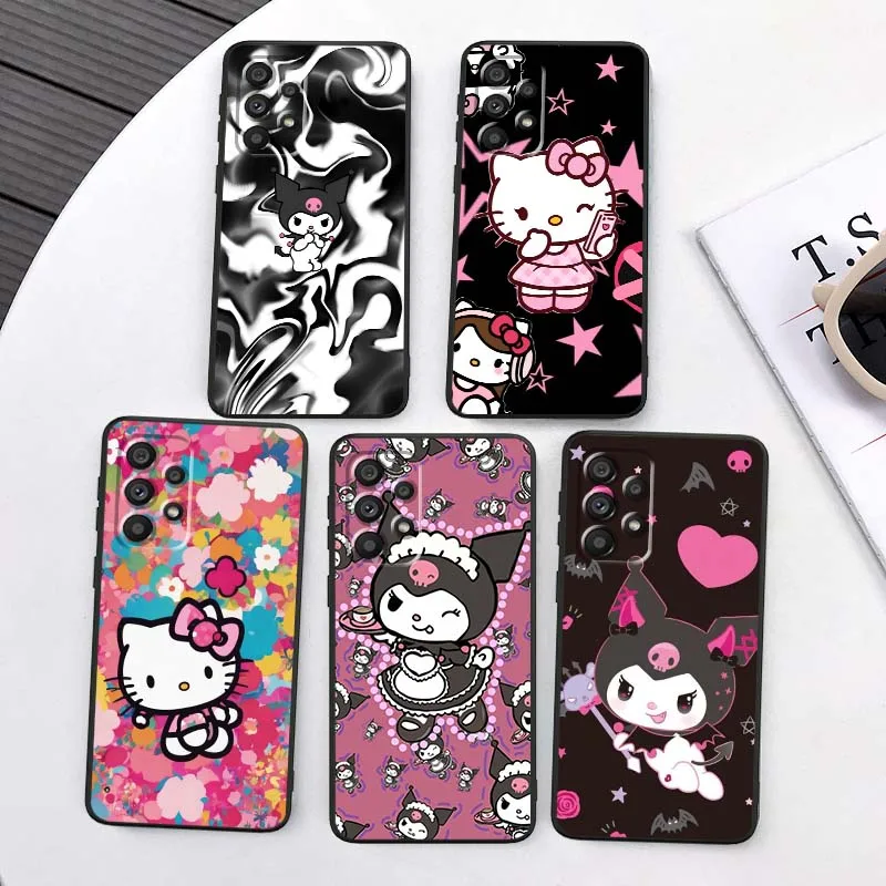 

Sanrio Hello Kitty Kuromi Phone Case For Samsung A73 A72 A71 A55 A54 A53 A52 A51 A13 A22 A16 A15 A05s A14 A05 A06 5G Black