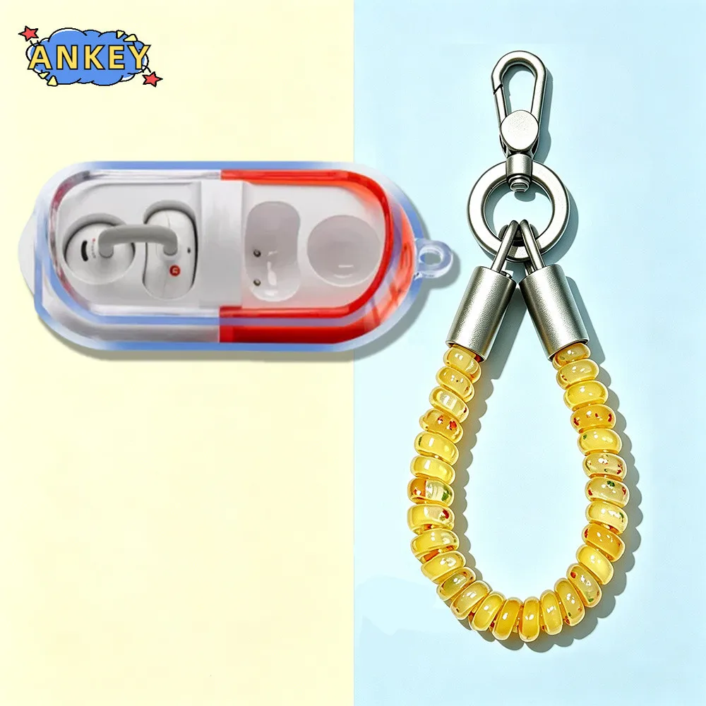 Compatible with MoonDrop PILL Clear Earphone Case Shell Transparent Headphone Cover Protective Cover With Colourful spring rope