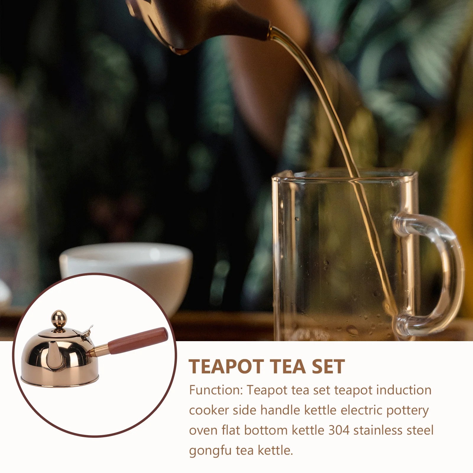

1pc Side Pot 304 Stainless Steel Large Capacity Electric Stove Wood Handle Insulated Teakettle Kitchen Supply Home Tea Coffee