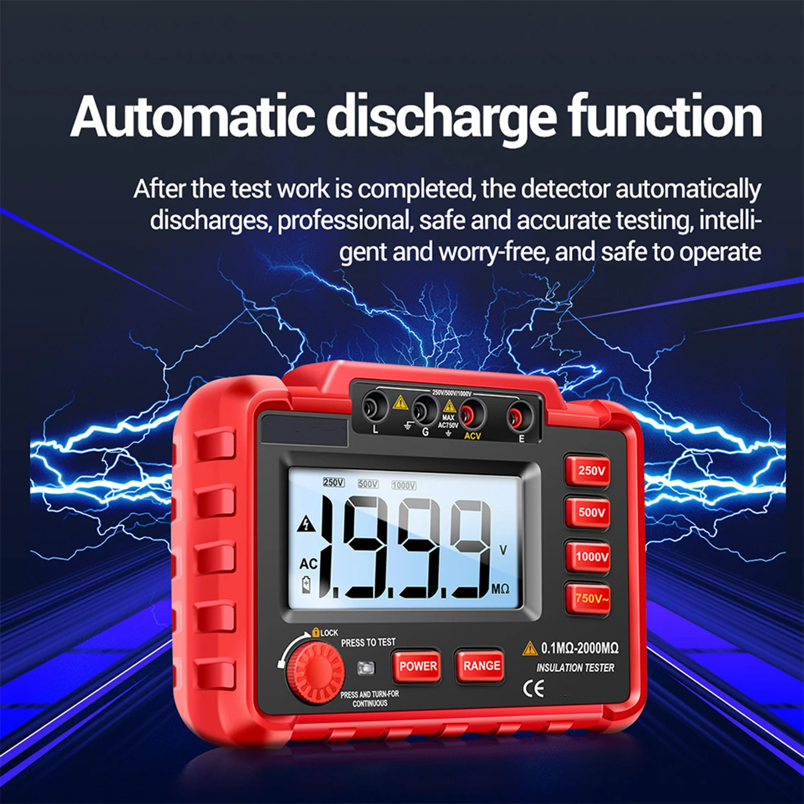 1Set جهاز اختبار العزل الرقمي الخلفية Megohm متر شاشة الكريستال السائل إشارة الجهد العالي تنبيه منخفض دقة عالية