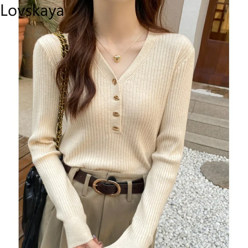 

New knitted sweater soft glutinous sweater autumn top sweater women's small fragrant style inner outfit