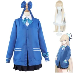 Anime Game Blue Archive Asuma Toki Cosplay Costume Wig Blue Coat JK Uniform Skirt Woman Sexy Lovely Halloween Carnival Suit