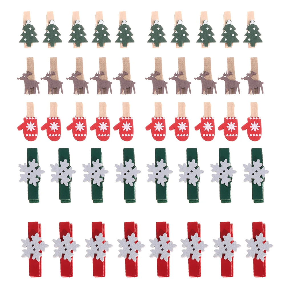 

100Pcs Christmas Wood Clothespins Adorable Colorful Design Fine Workmanship Photo Clip Home Decoration Wood Clothespins
