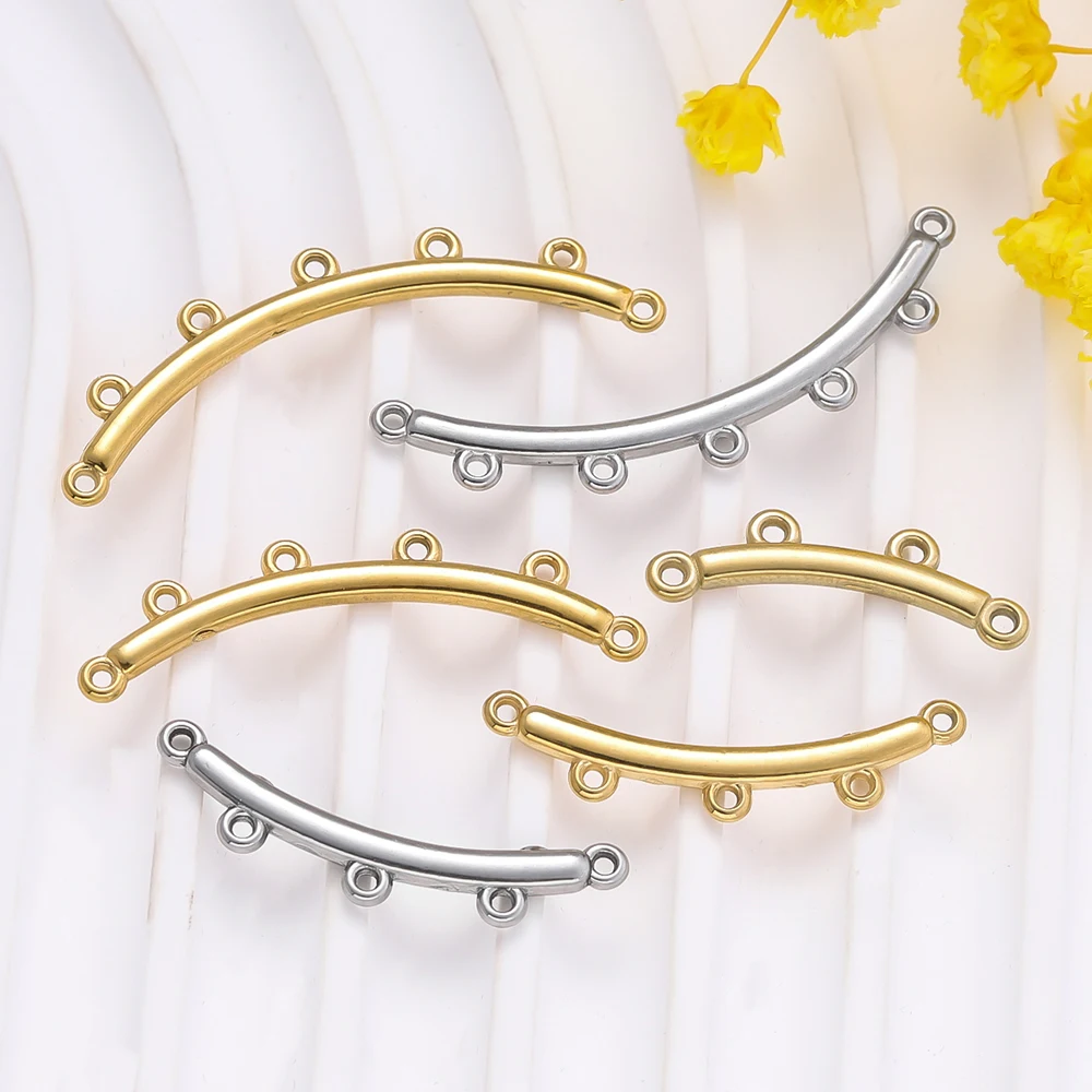 

5pcs Stainless Steel Gold-plated Arcuated Necklace Connectors Clasp DIY Necklace Bracelet Jewelry Making Supplies Accessories
