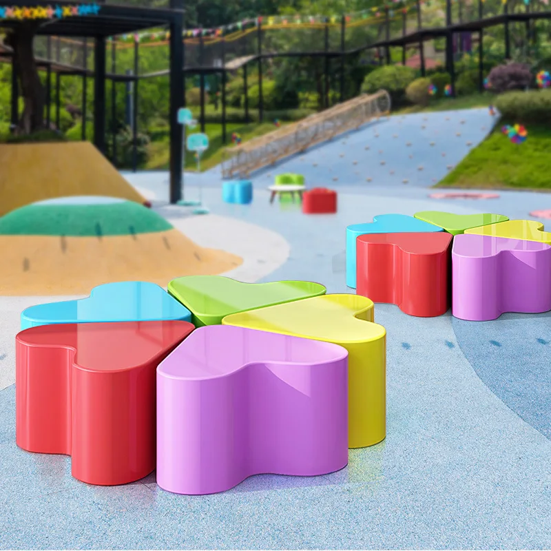 Creative splicing love leisure rainbow seat outdoor fiberglass sculpture shopping mall hotel kindergarten decoration