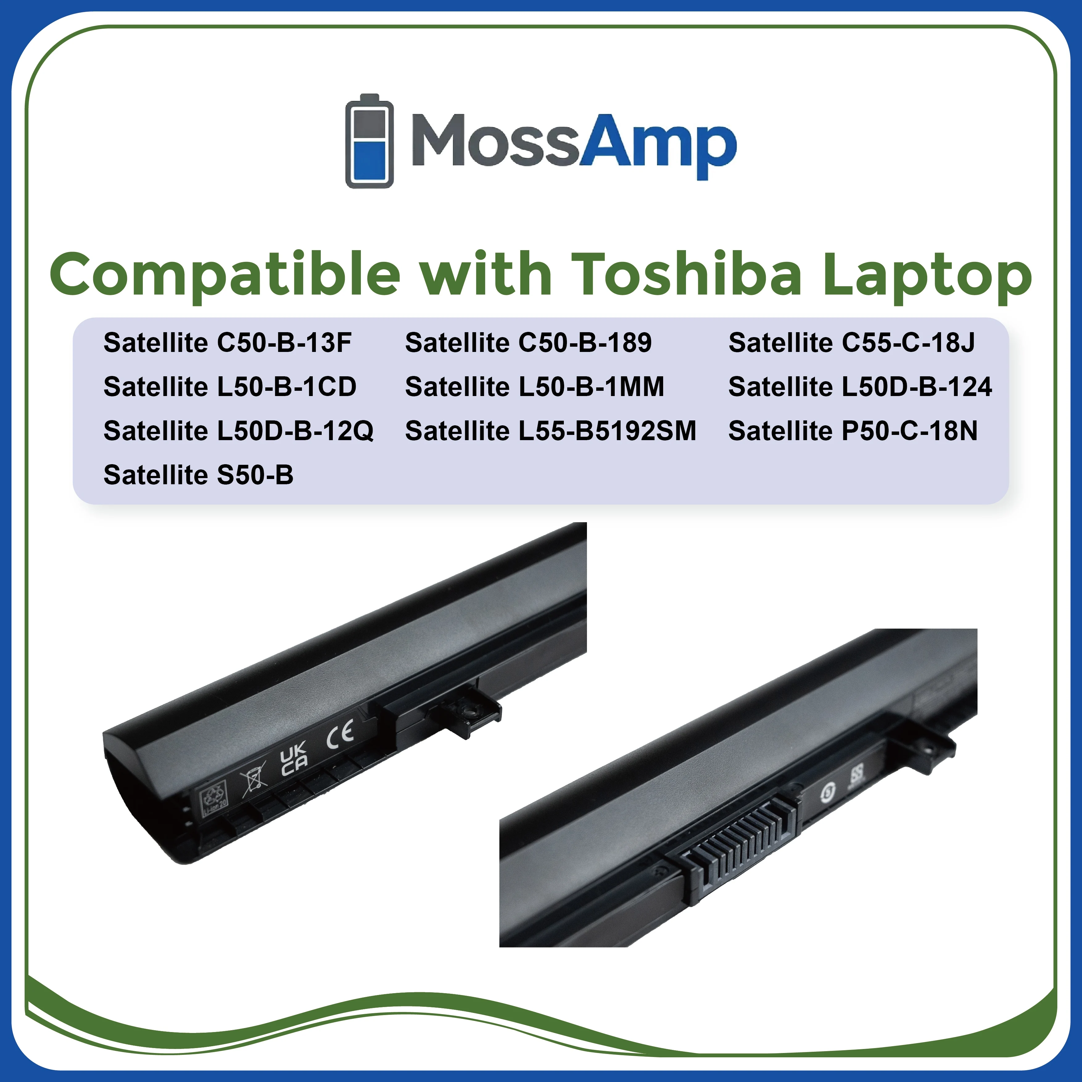 MossAmp PA5185U-1BRS Laptop Battery for Toshiba Satellite C50 C55 C55D C55T L50-B L55-B5267 PA5184U PA5186U 14.4V 41.6Wh