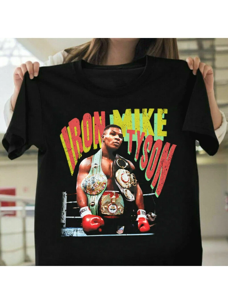 Mike tyson boxing pattern-cotton casual short-sleeved T-shirt with red and white boxing pattern, S-3XL.