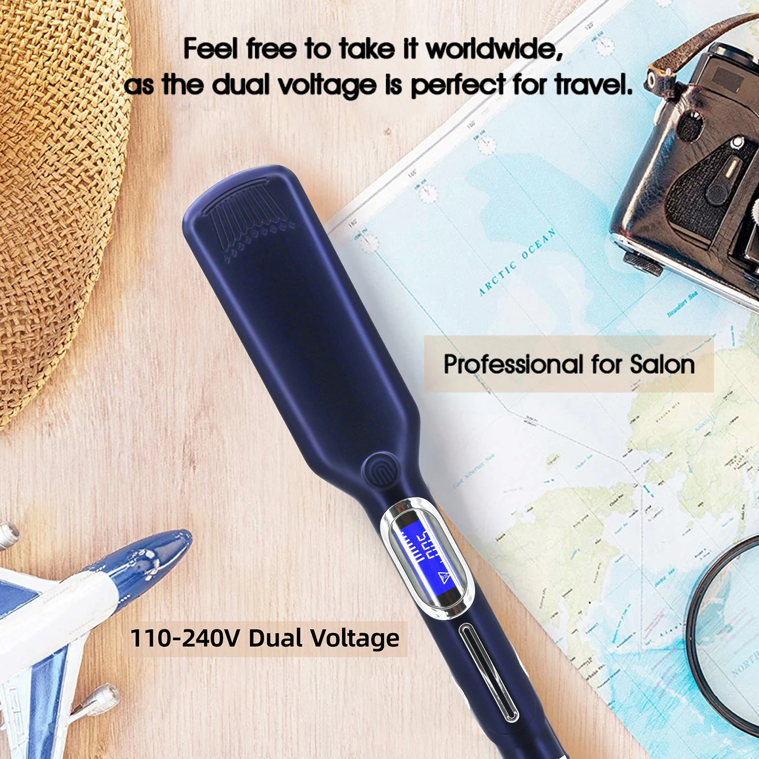 Professional Hair Straightener Titanium Plate Fast Heat Up 500F Flat Iron 2 in 1 Straightener and Curler Styling Tool