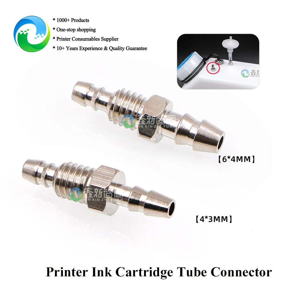 10pcs/lot Printer Part Metal Connector for Ink Tank Eco-solvent Printer UV Machine Cartridge Tube Joint