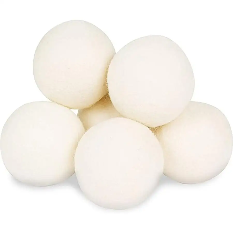 Wool Dryer Balls - XL Natural Fabric Softener, Reusable, Reduces Clothing Wrinkles and Saves Drying Time (Pack of 6)