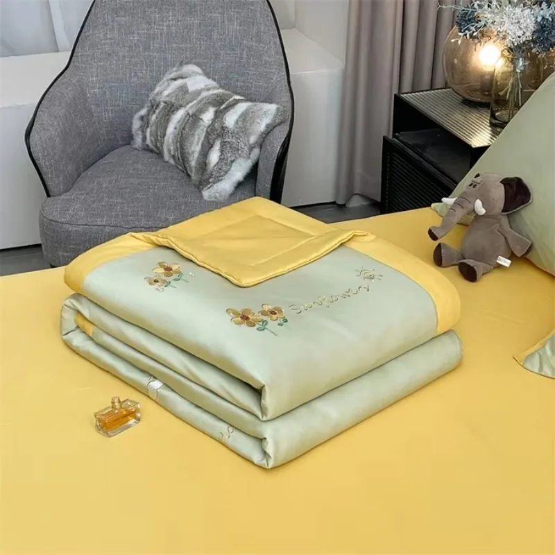 

Ice Silk Summer Cool Quilt Air Conditioning Quilt for Children Spring and Autumn Thin Quilt Single Dormitory Core
