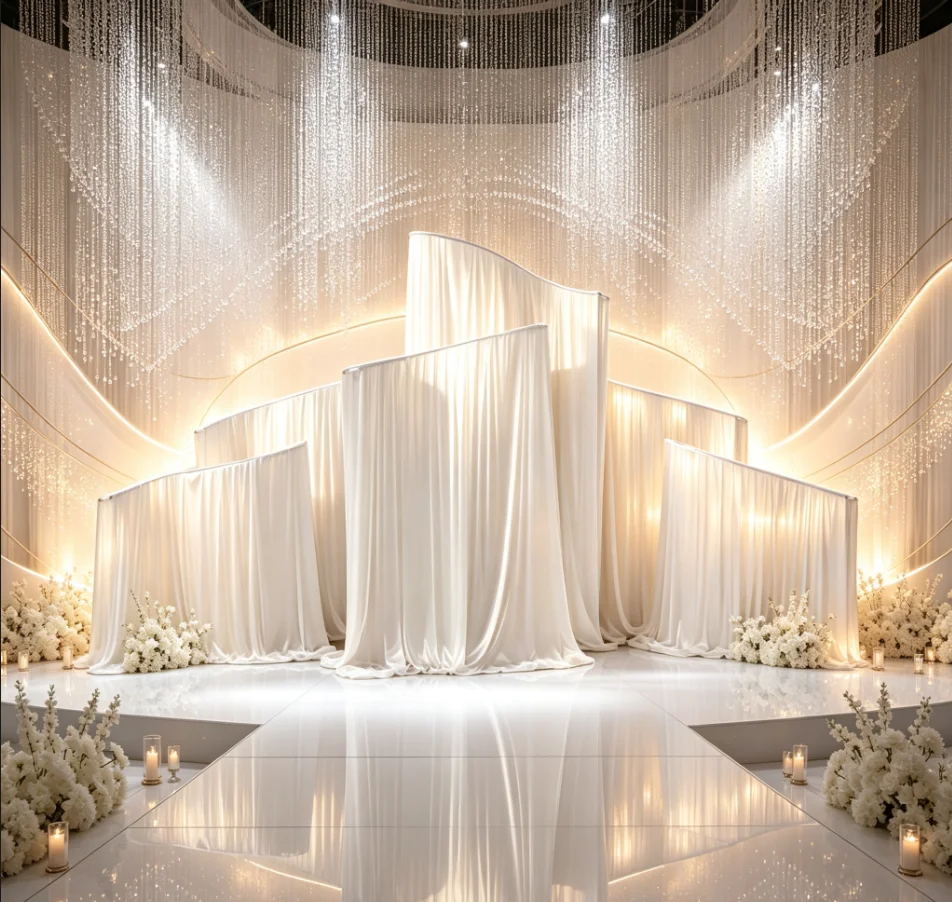 Wave Shape Backdrop Stand Adjustable Luxury Wedding Arch Frame Photo Booth Background For Party Event Curtain Draping Decor Prop