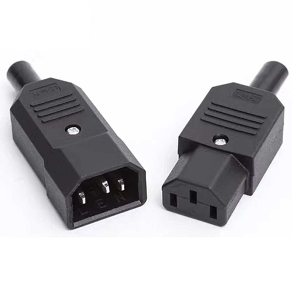 IEC Straight Cable Plug Plug C13 C14 10A 250V Black Female and Male Plug Cable Mounting Power Plug 3 pin AC Socket