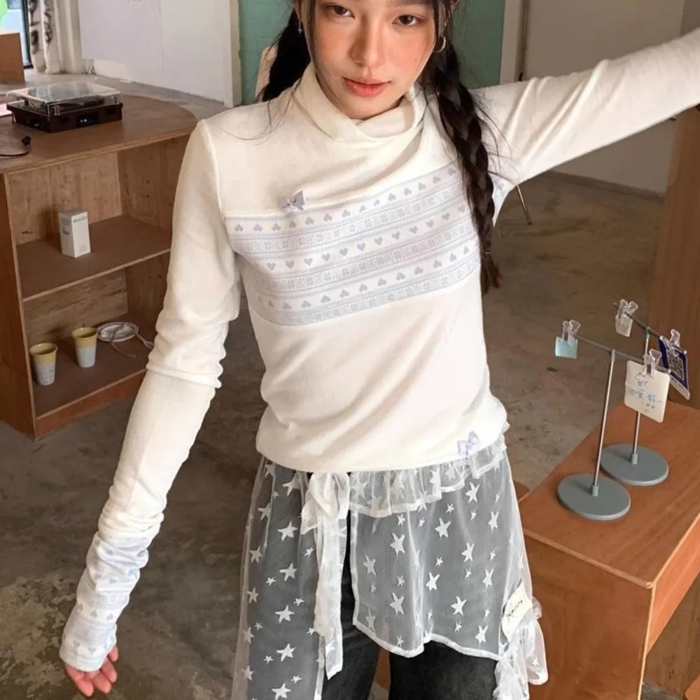 스위트 스타 레이스 미니 스커트 불규칙한 일본식 거즈 스커트 Y2K Fairy Faldas Ruffled Edge 스커트 streetwear